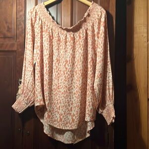 UMGEE EUC ORANGE/PINK LEOPARD PRINT HIGH LOW HEM SIZE XL